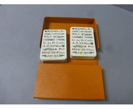 Vintage ' Hermes ' Playing Card Box containing two complete sets of Hermes Playing Cards