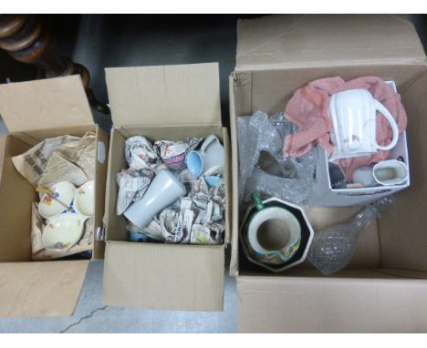 Three boxes of mixed ceramics to include Poole Pottery