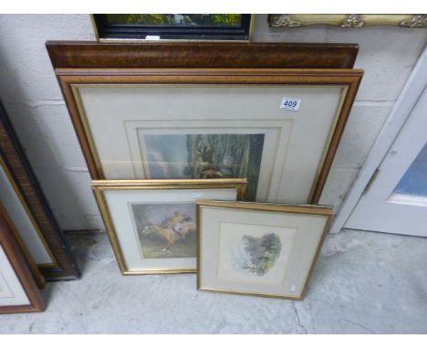 A collection of five prints, all hunting/racing interest 