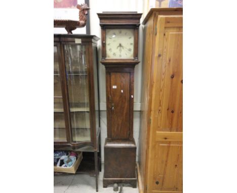 A longcase clock with a painted face in an oak case, "Jason Cole"  