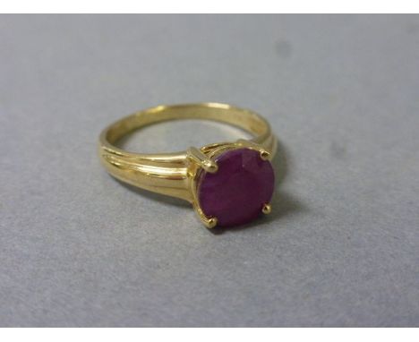 A 14ct yellow gold substantial ruby and diamond ring