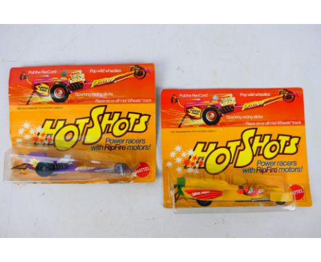 Mattel - Hot Shots - A pair of original Hot Shot power Racer to include #5876 Purple Rage and #5858 Heat Wave. Items appear u