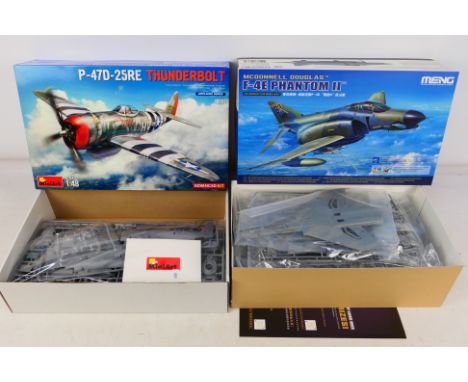 Meng - MiniArt - Two boxed 1:48 scale plastic military aircraft plastic models kits. Lot consists  of Meng LS-017 Mcdonnell D