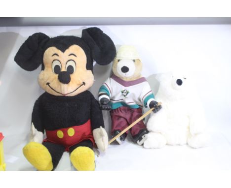 3 x soft toy bears to include a large vintage Mickey Mouse soft toy made by California Stuffed Toys. A Pro Bear Soft Toy wear