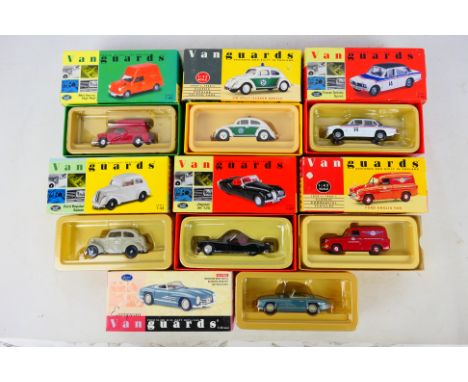 Corgi Vanguards - 7 x boxed models including VW Beetle # VA12002, Ford Anglia van # VA4008, Ford Popular # VA07200 and simila