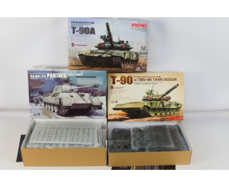 Meng - Three boxed 1:35 scale model plastic model tank kits from Meng. Lot consists of Meng TS-046 Sd.Kfz.171 Panther Ausf.A 