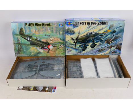 Trumpeter - Two boxed 1:32 scale plastic military model aircraft kits. Lot consists of #2212 P-40N War Hawk; together with #3