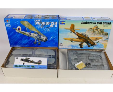 Trumpeter - Two boxed 1:32 scale plastic military model aircraft kits. Lot consists of #3208 Fairey Swordfish Mk.II; together