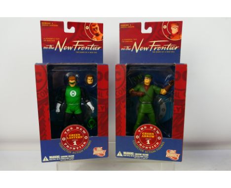 DC Direct - 2 x unopened 2006 dated The New Frontier action figures, Green Lantern and Green Arrow. The figures appear Mint i