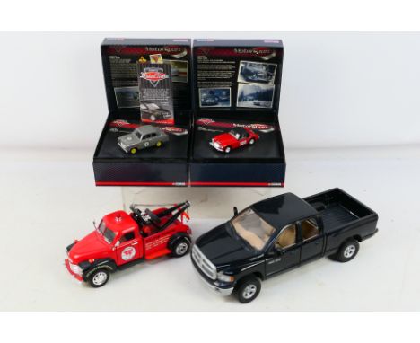 Motor Max - Corgi - 2 x boxed limited edition cars and 2 x unboxed trucks, Ford 100E # VA02112, MGA # VA05008, Ram 1500 picku