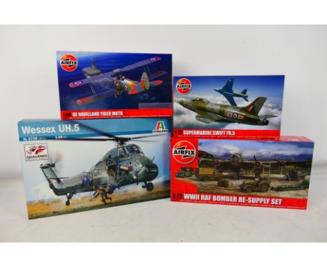 Airfix - Italeri - Four boxed factory sealed plastic model kits in various scales. Lot consists of Airfix AO5330 1:72 WWII RA
