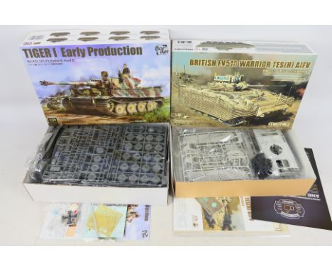 Meng Models -Border Models - Two boxed 1:35 scale plastic military model vehicle kits. The lot consist of Meng #SS-017 Britis