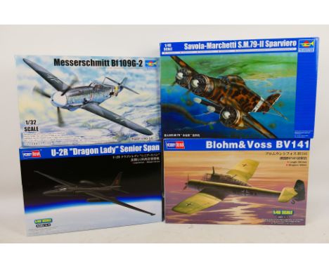 Trumpeter - Hobby Boss - Four boxed 1:48 scale plastic military model aircraft kits. Lot consists of Hobby Boss #81740 U-2R '