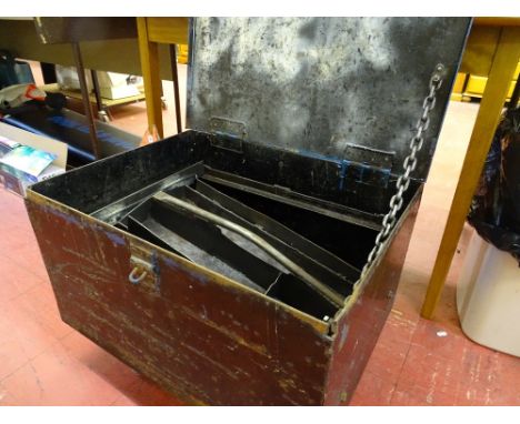 Vintage metal toolbox on wheels