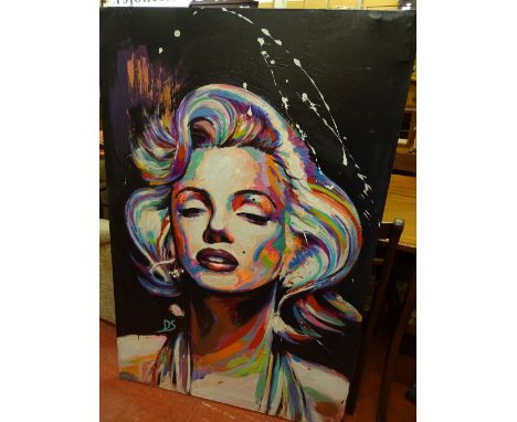 Speed artist oil on canvas - Marilyn Monroe, initialled 'D S', 138 x 90 cms
