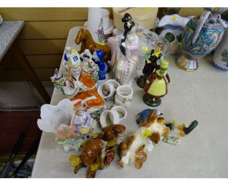 Porcelain figurines, animals etc including a Sylvac dog