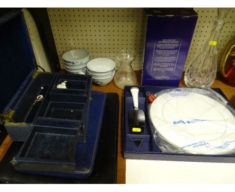 Royal Worcester cake plate with knife in a box, Royal Edinburgh boxed decanter and stopper and mixed items