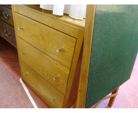 Light wood three drawer chest, folding card table etc