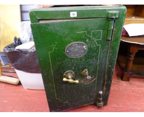 Baxendale of Manchester 'Beanco' vintage safe, approximately 70 cms high, 50 cms wide, with key