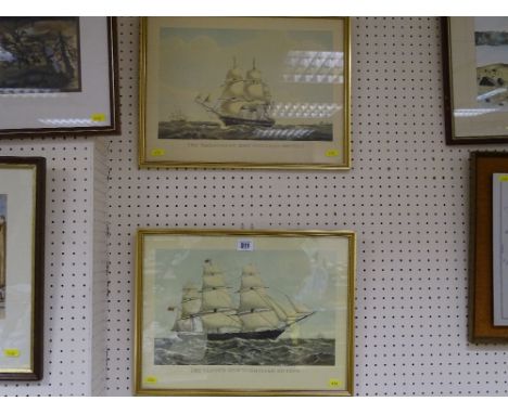 Two vintage prints - clipper boats at sea, 'The Madagascar' and 'The High Flyer'