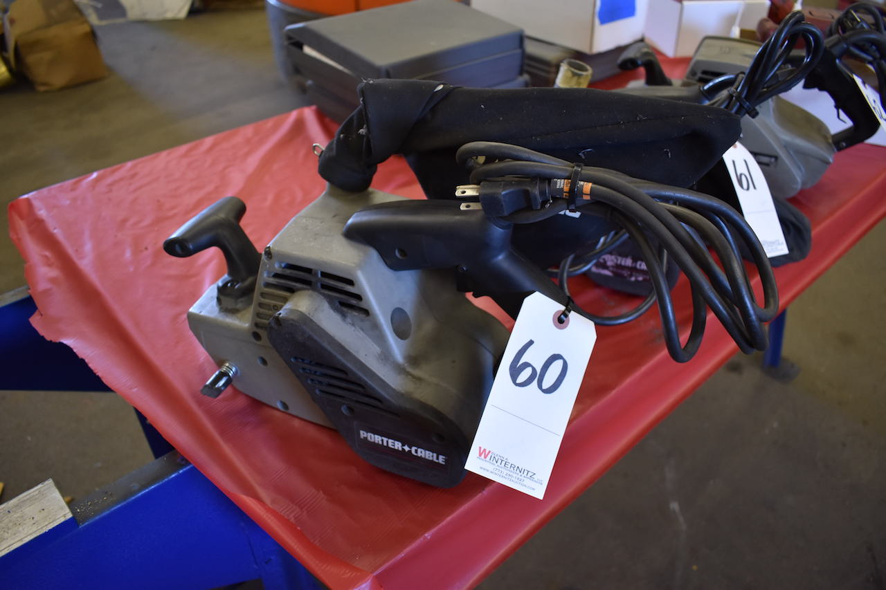 PORTER CABLE MODEL 360 BELT SANDER WITH DUST PICKUP; W/3X24 WHISPER SERIES