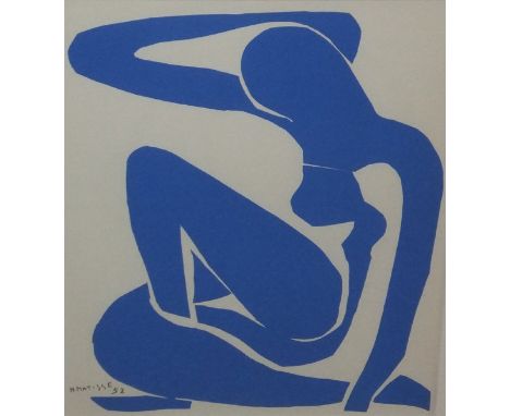 AFTER HENRI MATISSE (1869-1954) "Nu Bleu X", lithograph from the 1954 Edition after Matisse's Cut-outs, printed by Mourlot of