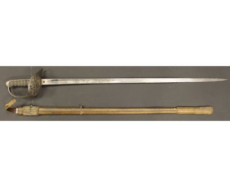 A Victorian infantry officer's dress sword by J B Johnstone of Sackville Street London, the engraved blade with Royal cipher,