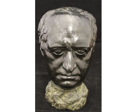AFTER AIME-JULES DALOU (1838-1902) "Mask of Dr. Charcot", bronze, marked "Dalou" and "A.A. Hebrard", bears hand-written paper