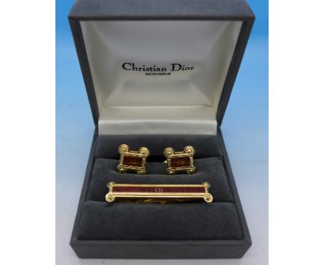 A Christian Dior Monsieur cufflink and tie pin set