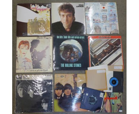 LP records and 45rpm records, The Beatles, The Rolling Stones and David Bowie