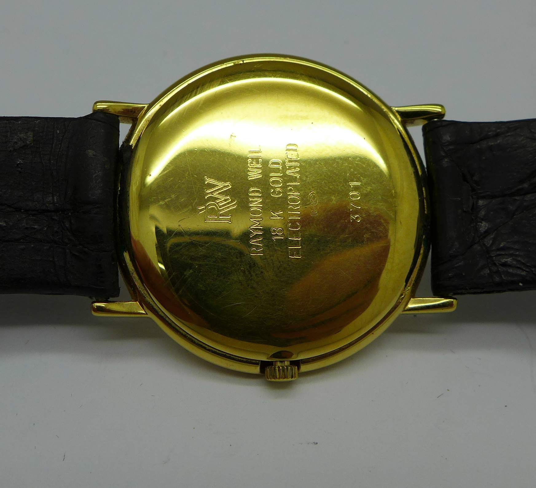 raymond weil 18k gold electroplated water resistant