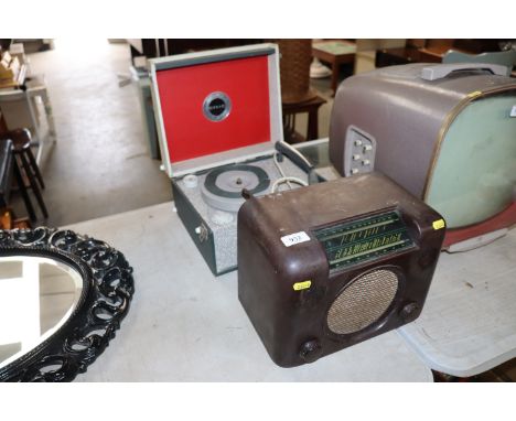 A Bush Bakelite radio and a Civic record player, sold as collectors items