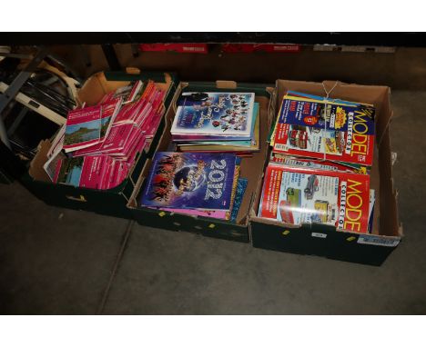 Three boxes containing Model Collector magazines, annuals and Ordnance Survey maps