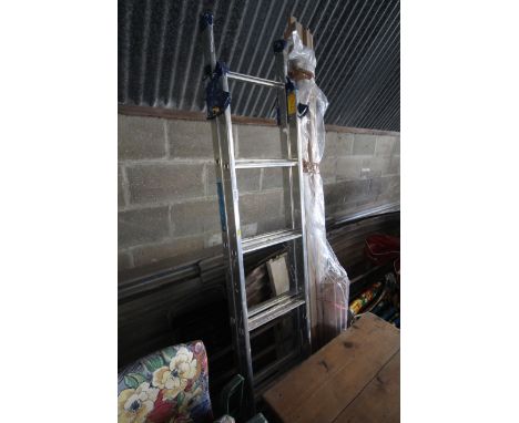 A Youngman 3-way combination folding aluminium step ladder