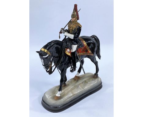 A Michael Sutty limited edition porcelain figure "The Blues and Royals, 1980's", with certificate, height 32 cm.&nbsp;&nbsp;N