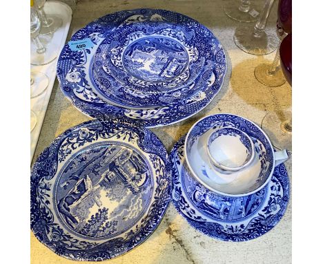 A Spode Italian blue and white single setting including 7 pieces in total 