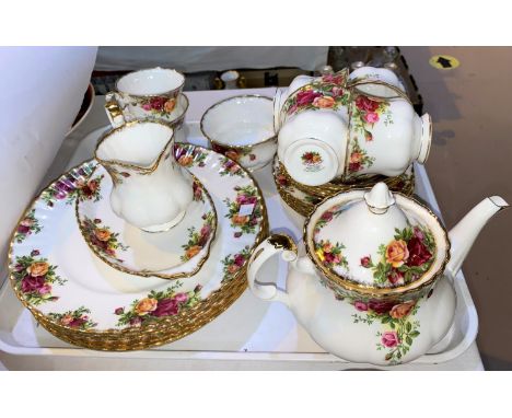 A Royal Albert Old Country Roses part dinner and tea service, approx 27 pieces including tea pot 