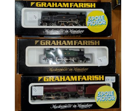 Three Graham Farish originally boxed N gauge locomotives no 1816 Duchess of Hamilton, no 1604 GWR and no 1656 - 80079 