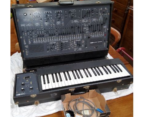 An ARP synthesizer, c. 1970's,comprising a Model 2600 synthesizer Serial No 26552 and keyboard Model 3604 - P, in travelling 
