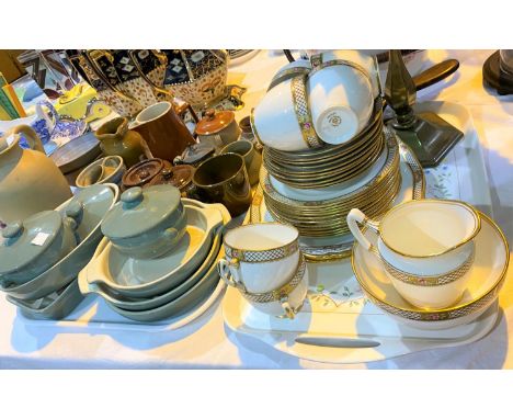 An early 20th century Royal Albert part tea service with gilt and floral border; a selection of Denby and other stoneware 