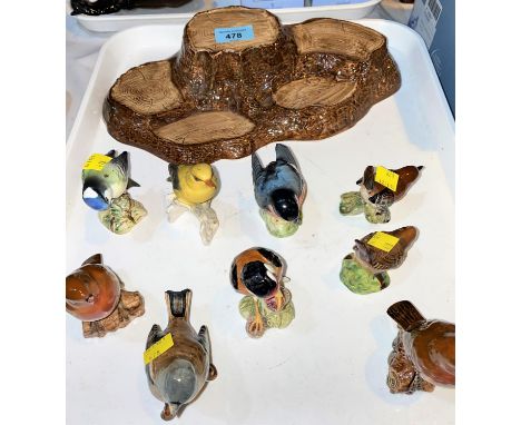 A Beswick Bird stand and a selection of Beswick birds, and one Goebel bird (three bearing damage) 