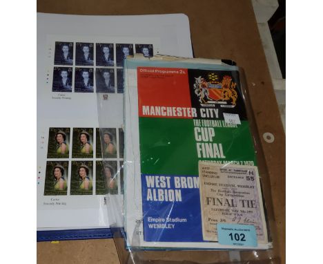 MCFC:  FA Cup ticket stub 1955; League Cup Final programme 1970; Charity programme signed Peter Barnes ,book signed by Tony B