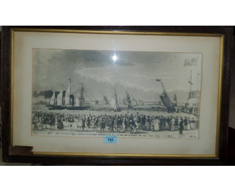 An early 20th century photographic etching of the ' Arrival of the Great Western Steam Ship off New York Monday 23rd April 18