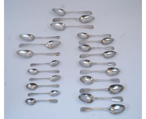 A mixed quantity of Georgian and later silver table, dessert and teaspoons, of various dates and makers, to include: a George