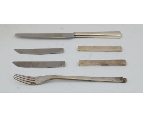 A group of modern silver cutlery, by Gerald Benney, comprising: a fork, London, 1966; a silver handled knife, London, 1998, d