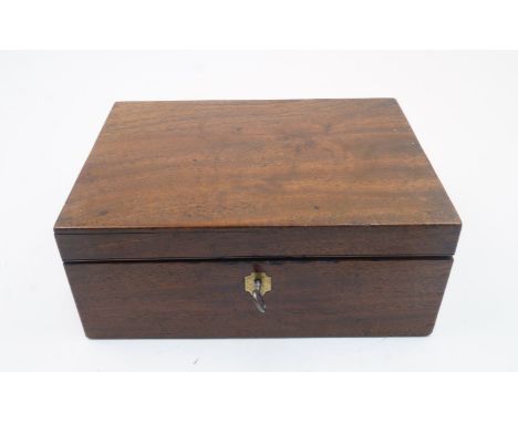 A Victorian mahogany work box, with paper label for 'R. Richard Manufacturer of Writing Desks, Dressing and Work Boxes... Reg
