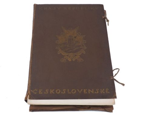 Herain, Dr K., & Harlas, Dr F. X., The Beauties of the Czechoslovak Republic, ed. Jindrich Hlavin, leather bound, Nakladatels