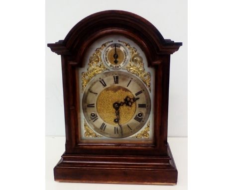 Kienzle signed German oak mantle clock, Westminster Chime with Chime/Silent sub dial. 37x18cm