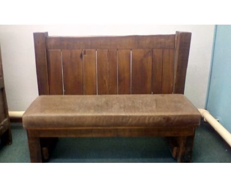 Large rustic bench with leatherette seats 140cm wide 110cm high Removed from Nando's after the refurbishment