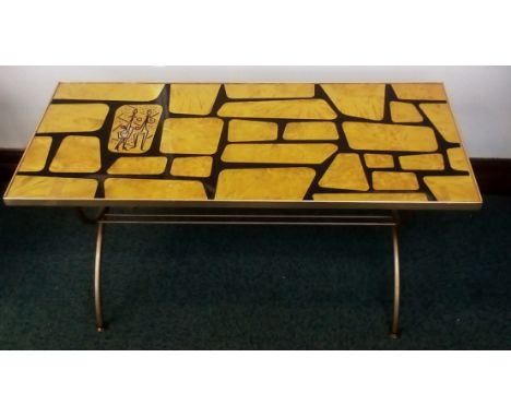 Retro Denmor Furniture Co. Ltd mid century coffee table with shelf. Trade label underneath 99x45x43cm 